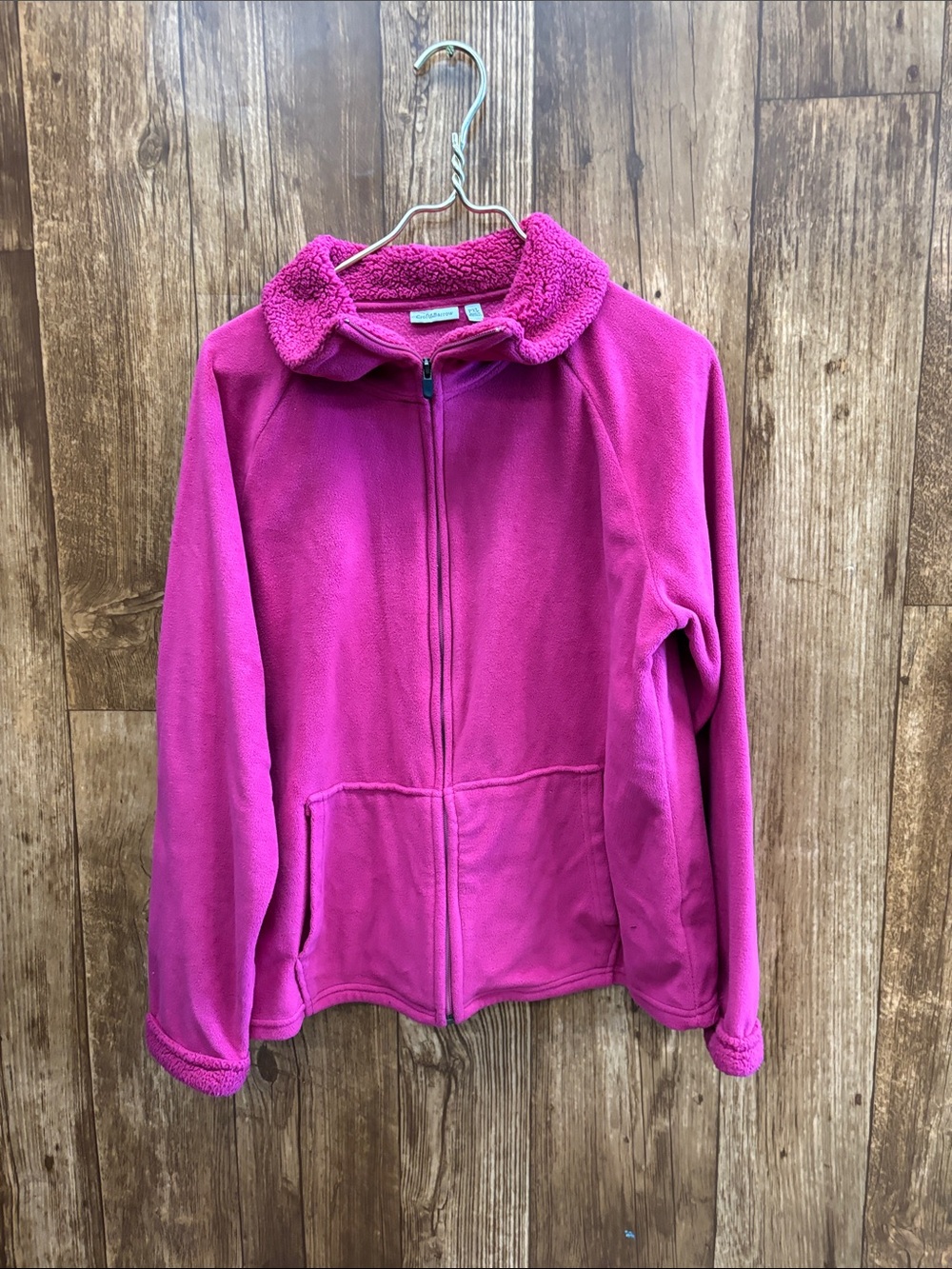 croft & barrow Hot Pink Fleece Jacket with Sherpa Collar